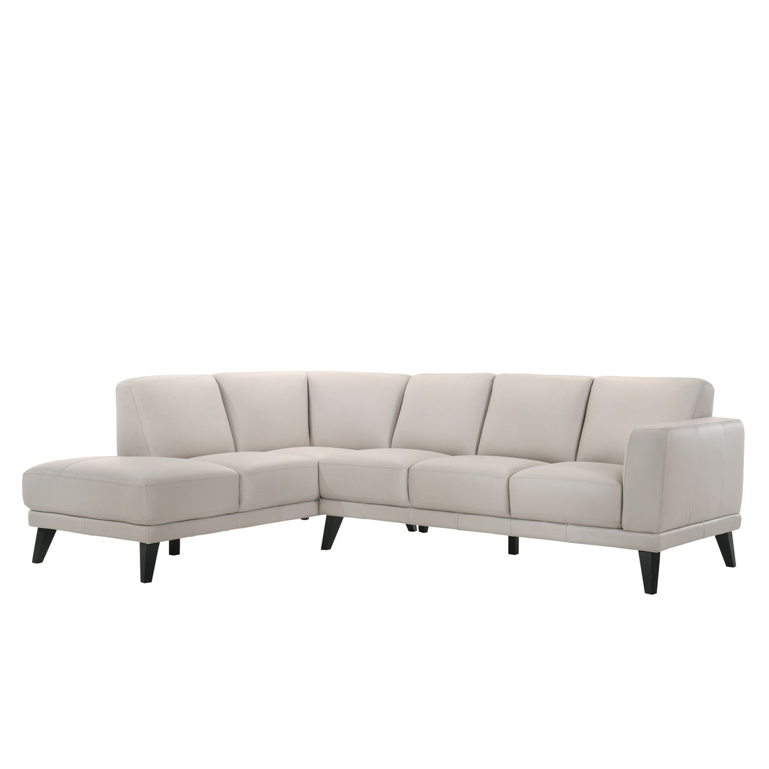 Fin 71 Inch Right Arm Facing Sofa, Mist Gray, Genuine Italian Leather Gray Wood 5 Seat