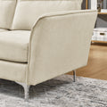 Modern Sofa 3 Seat Couch With Stainless Steel Trim And Metal Legs For Living Room,Package Compression Sofa Technology,Beige Beige Foam 3 Seat