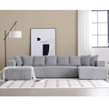 Arrived 131'' Modular Sectional Couch, U Shaped Sofachaise Lounge, Striped Fabric,Upholstered 4 Seater Couch For Living Room, Bedroom, Free Combination Sofa Corduroy , Gray Gray Polyester Primary Living Space Soft Modern Square Arms Foam Upholstered 4