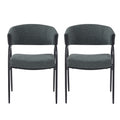 Upholstered Dining Chairs With Metal Legs Set Of 2 ,Dark Green Black Dark Green Black Fabric Metal