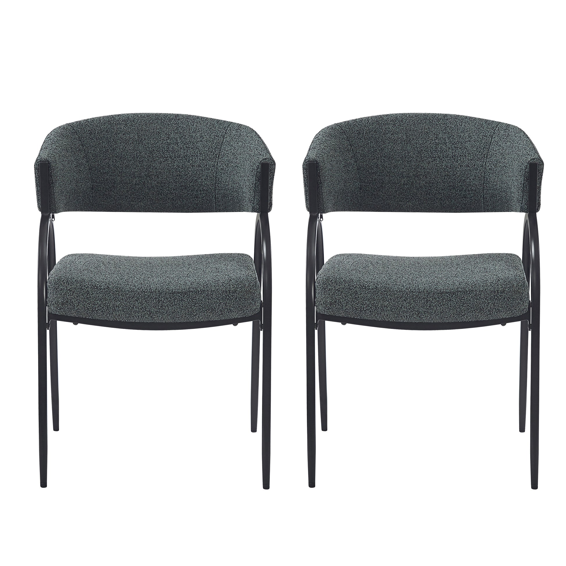 Upholstered Dining Chairs With Metal Legs Set Of 2 ,Dark Green Black Dark Green Black Fabric Metal