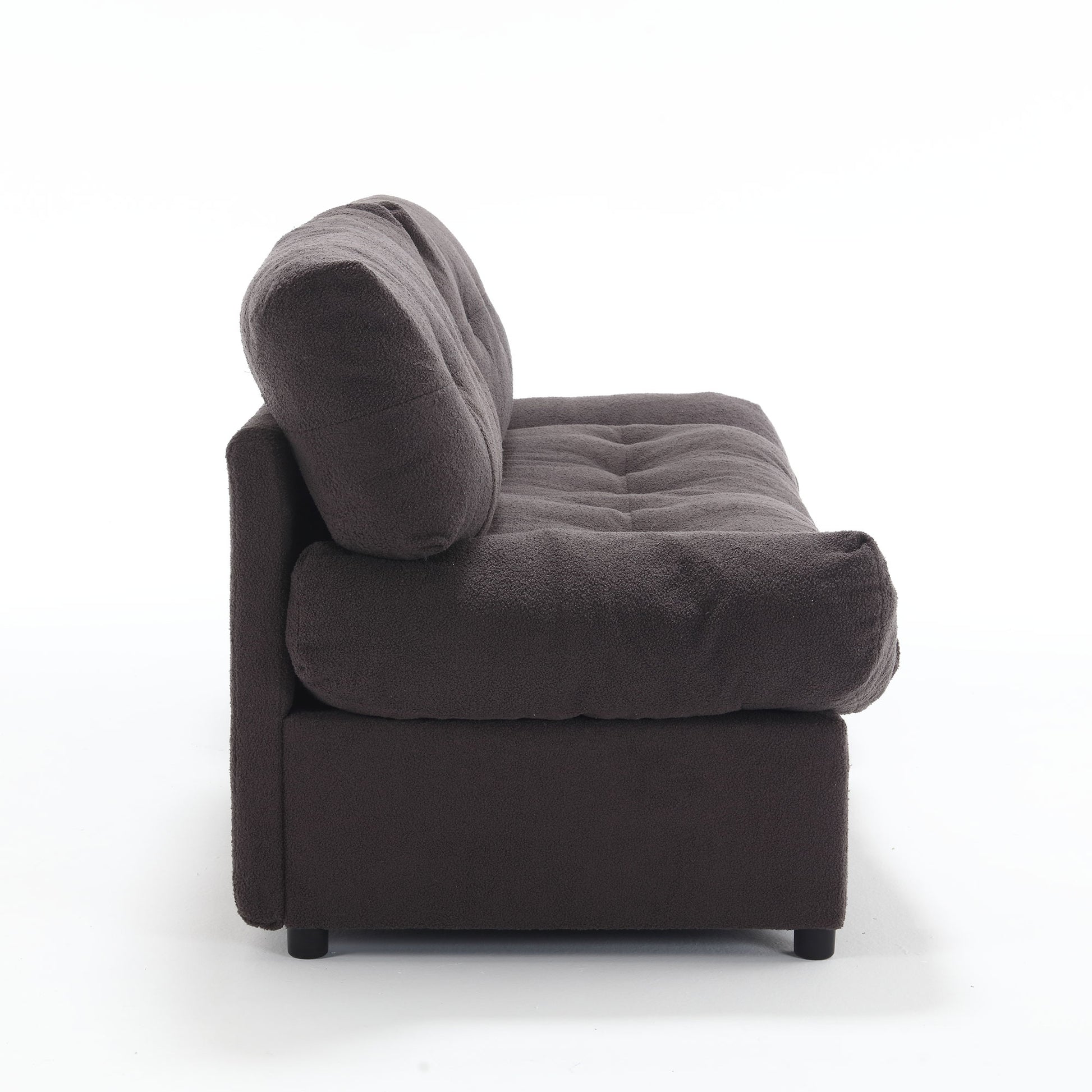 Cloud Style Sofa, Teddy Velvet Fabric, Comfy Padded Cloud Couch For Living Room, Apartment Dark Gray Light Brown Velvet Wood Primary Living Space Modern Polyester 2 Seat