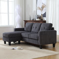 Velvet Sectional Couchl Shaped Sofa With Ottoman For Small Apartment Dark Gray Velvet 3 Seat