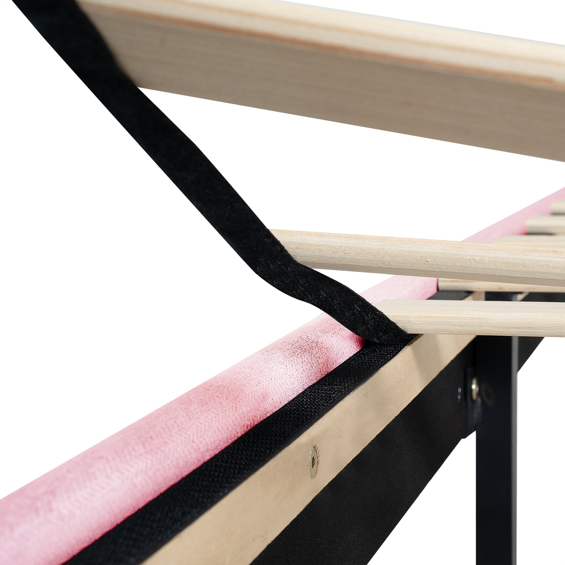 Full Size Upholstered Platform Bed Frame With Modern Button Tufted Linen Fabric Headboard, No Box Spring Needed, Wood Slat Support, Easy Assembly, Pink Full Pink Linen