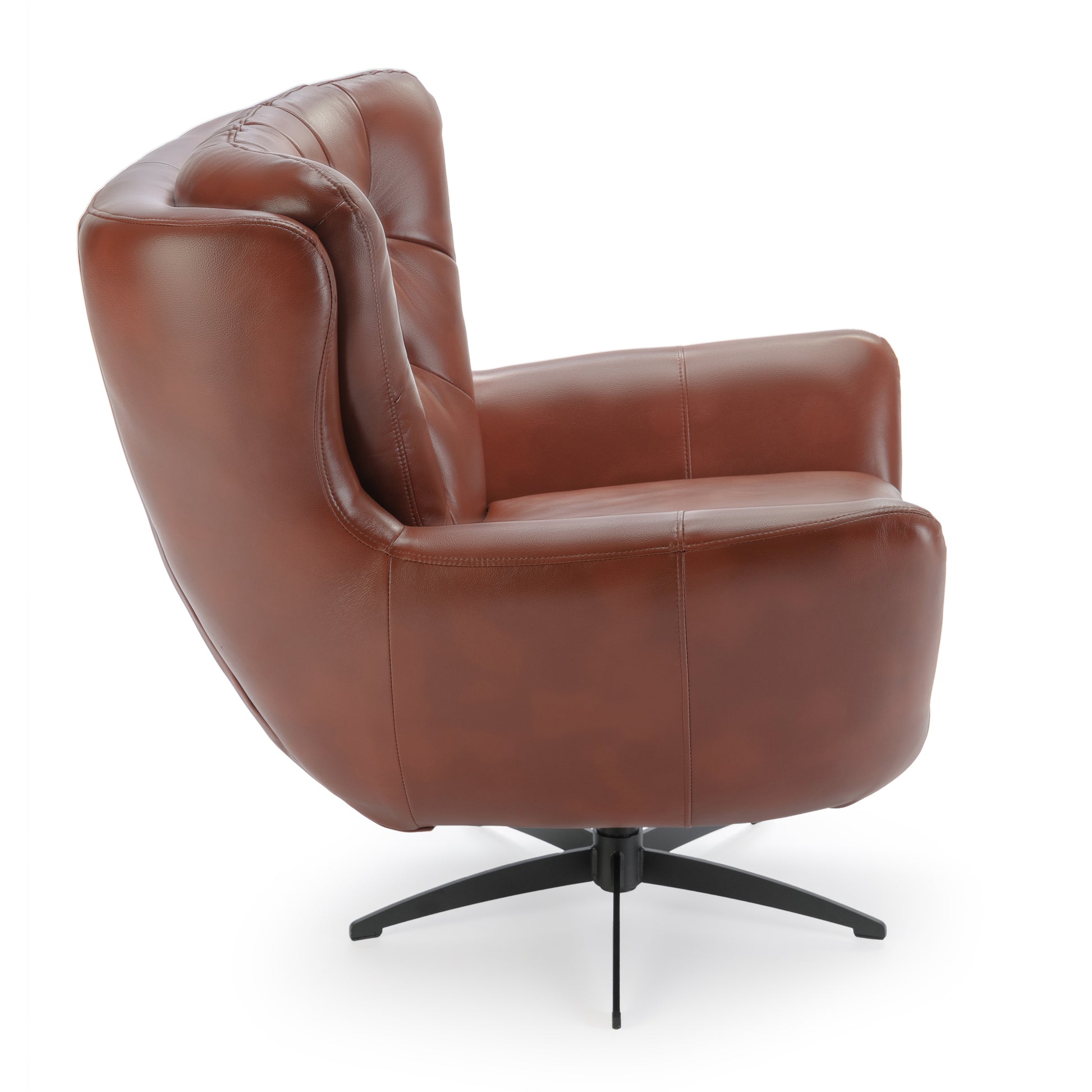 Calvin Caramel Tufted Faux Leather Swivel Chair Caramel Foam Faux Leather