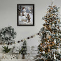 Finishing Touch On The Snowman Black Framed Wall Art For Living Room, Holiday Wall Art Print For Home Decor, Bedroom Wall Art By Jo Moulton Multicolor Wood Paper