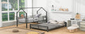 Metal House Bunk Bed, Twin Over Full, Black Full Black Metal