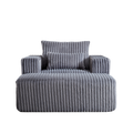 62.5 Inch Corduroy Sponge Sofa Lounge Chair With Removable Footrest,No Assembly Required,Fluffy Modern Sleeper Chair For Indoor Living Room Bedroom Grey Foam Corduroy 1 Seat