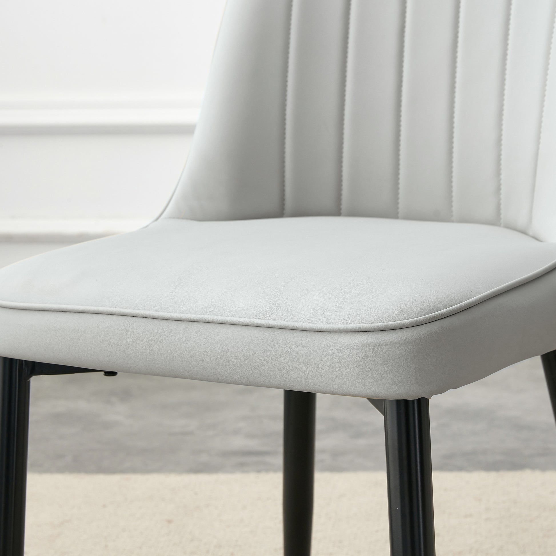 Table And Chair Set, Round Table With White Marble Pattern, Gold Mdf Table Legs, Soft And Comfortable Dining Chair, Suitable For Kitchen And Living Room White Seats 4 Mdf