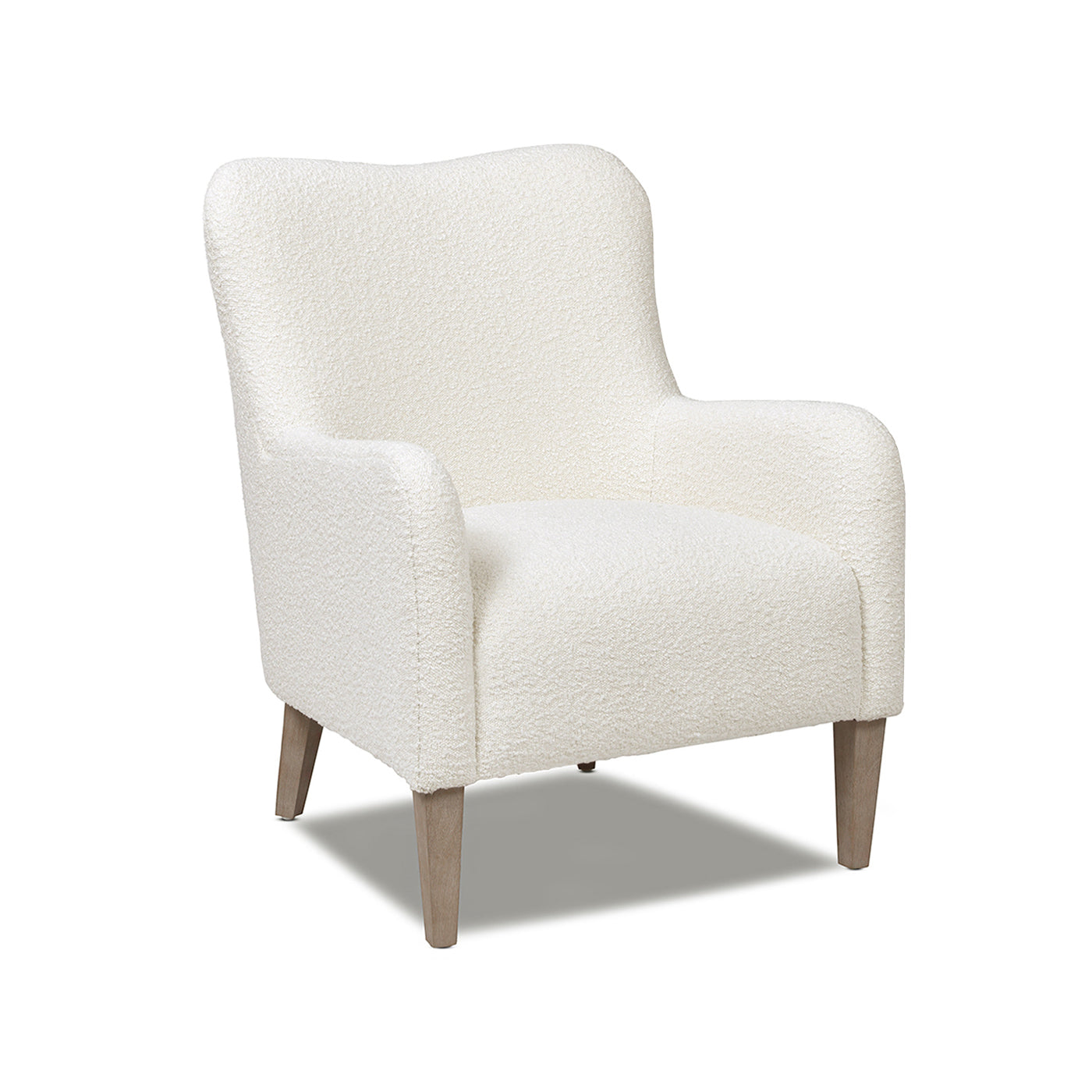 Nimbus 27.5" Curved Accent Chair, Ivory White Boucle White Foam Boucle