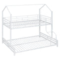 Metal House Bunk Bed, Twin Over Full, White Full White Metal