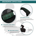 Retractable Footrest Ergonomic Swivel Office Chair With Lumbar Support Pillow And Padded Armrests, Black Black Metal