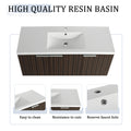 48 Inch Bathroom Cabinet With Resin Sink,Soft Close Doors,Float Mounting Design Silver Brown Stripe Bathroom Modern Plywood Plywood