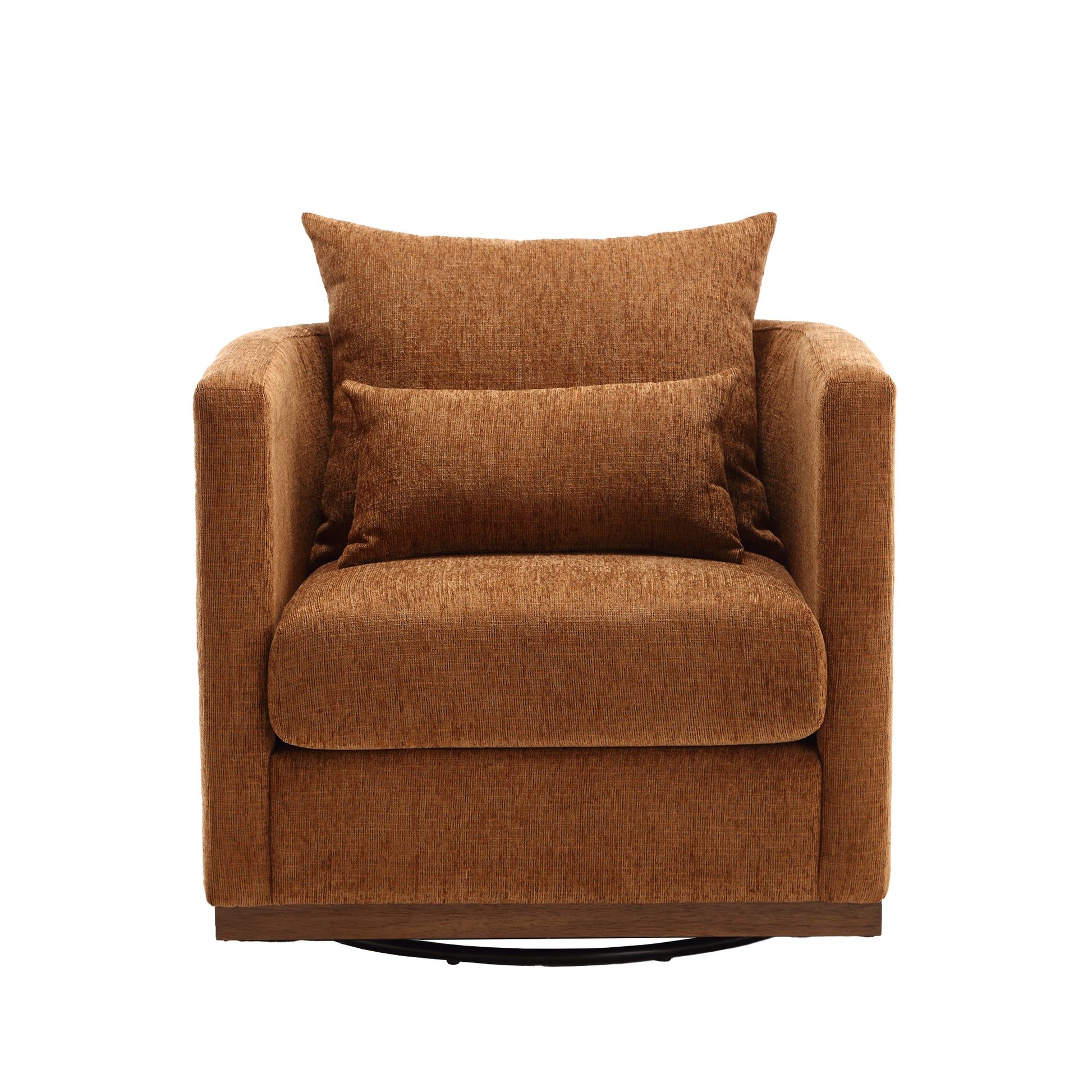 Coolmore Swivel Barrel Chair, Comfy Round Accent Sofa Chair For Living Room, 360 Degree Swivel Barrel Club Chair, Leisure Arm Chair For Nursery, Hotel, Bedroom, Office, Lounge Brown Chenille Brown Primary Living Space Foam Chenille
