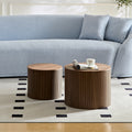 Mdf Nested Table Set 2 Pieces, Handcrafted Round Coffee Table In Living Lounge Area, Walnut Color Walnut Round Round Mdf