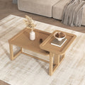 Modern 2 Piece Nesting Rattan Wood Mdf Coffee Table Set In Natural Natural Rubber Wood