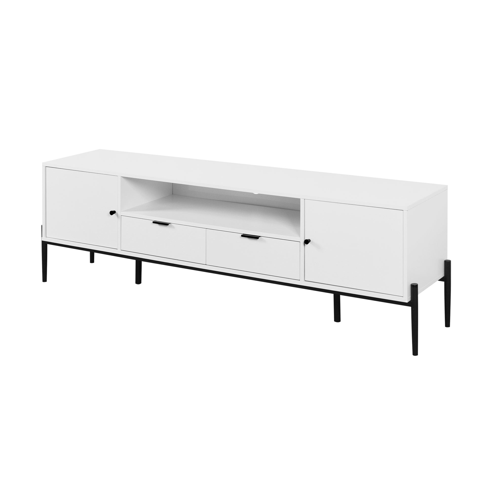 Modern Tv Console, Entertainment Center With Storage For Living Room 70.86X15.74X21.85Inch 5 Or More Spaces White Primary Living Space Particle Board
