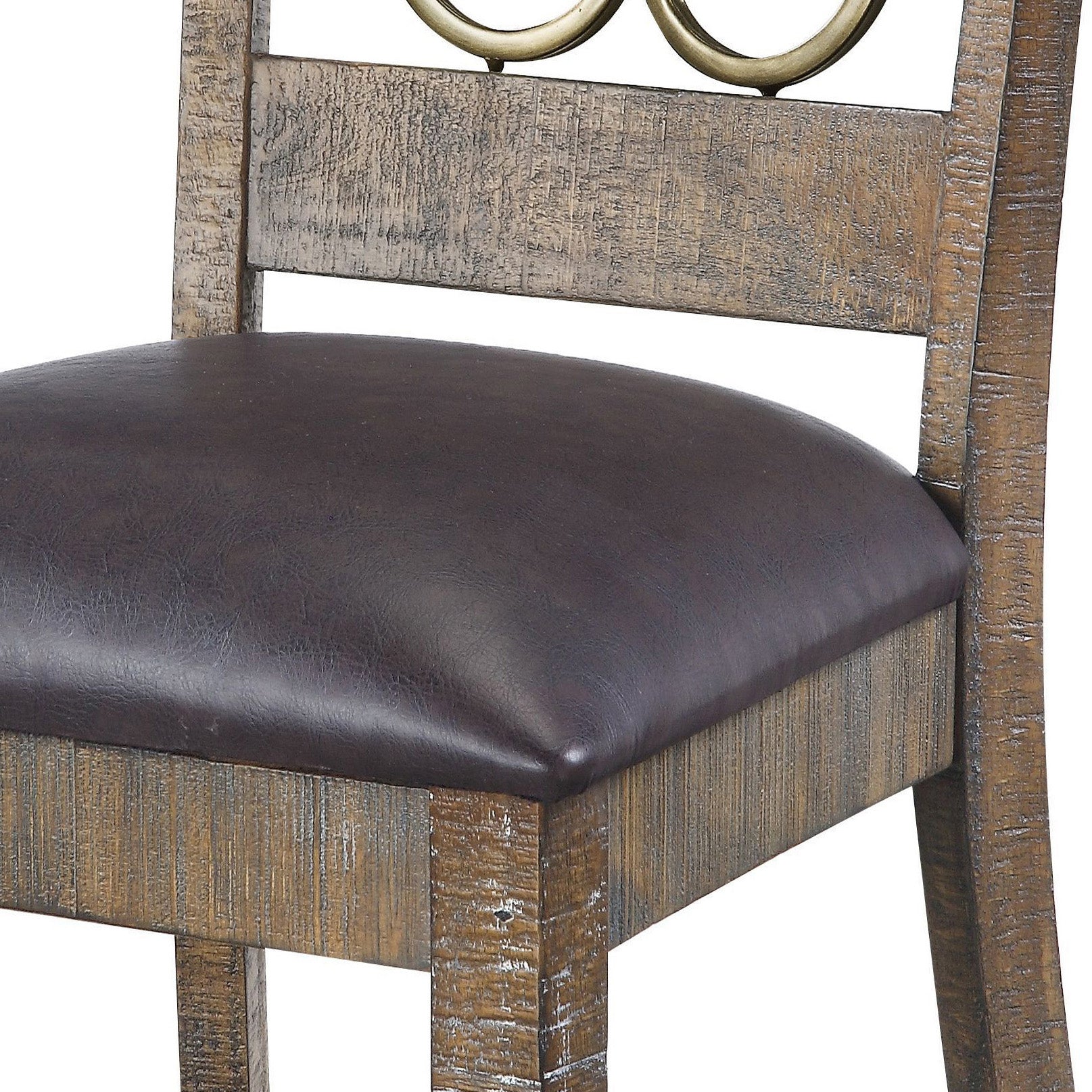 Weathered Cherry And Black Open Back Side Chairs Set Of 2 Natural Black Dining Room Foam Farmhouse Side Chair Rubberwood Open Back Set Of 2 Foam Wood Fabric