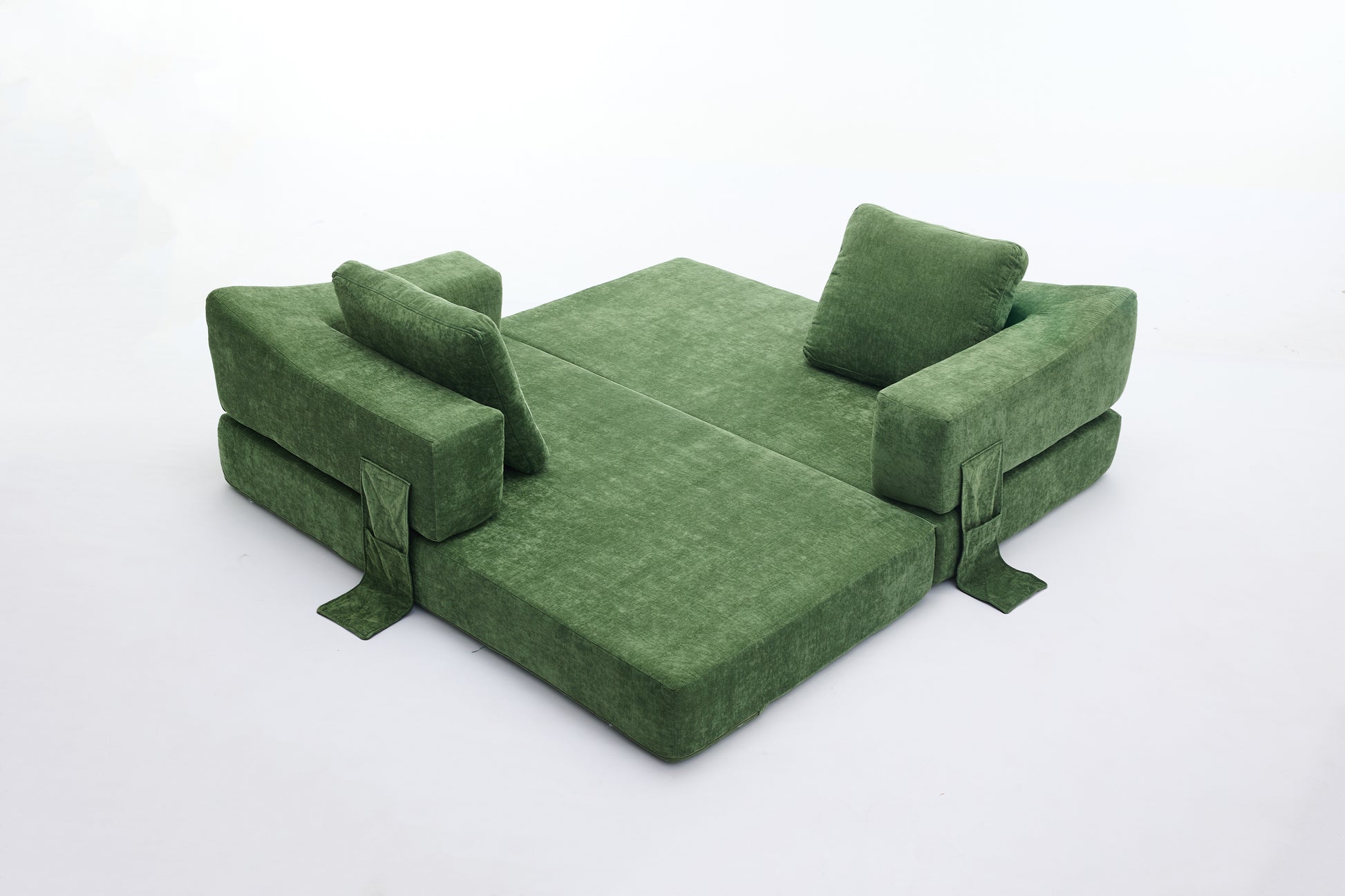 Modern Minimalist Sofa, Fold Out Sofa Bed, Convertible Chair Floor Couch & Sleeping Mattress For Living Room, Bedroom, Apartment, Removable Backrest, Green Green Chenille Soft Vintage Chenille 2 Seat