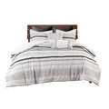 Cotton Printed Comforter Set With Trims Black White King Cal King King White Black Cotton