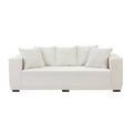 88.97'' Mid Century Modern Upholstered Sofa With 5 Matching Toss Pillows, Including Bottom Frame,Comfy Couches For Living Room, Bedroom, Apartment And Office.White White Corduroy 3 Seat
