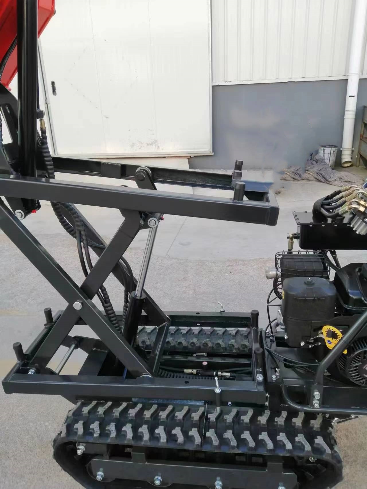 All Terrain Mini Dumper Dump Truck Crawler Small Rubber Crawler Transport Truck Mini Tracked Dumper Black Red Iron