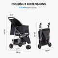 Pet Stroller For Dogs And Cats Foldable,Lightweight, And Durable Ideal For Small To Medium Pets Includes Storage Basket Black Abs