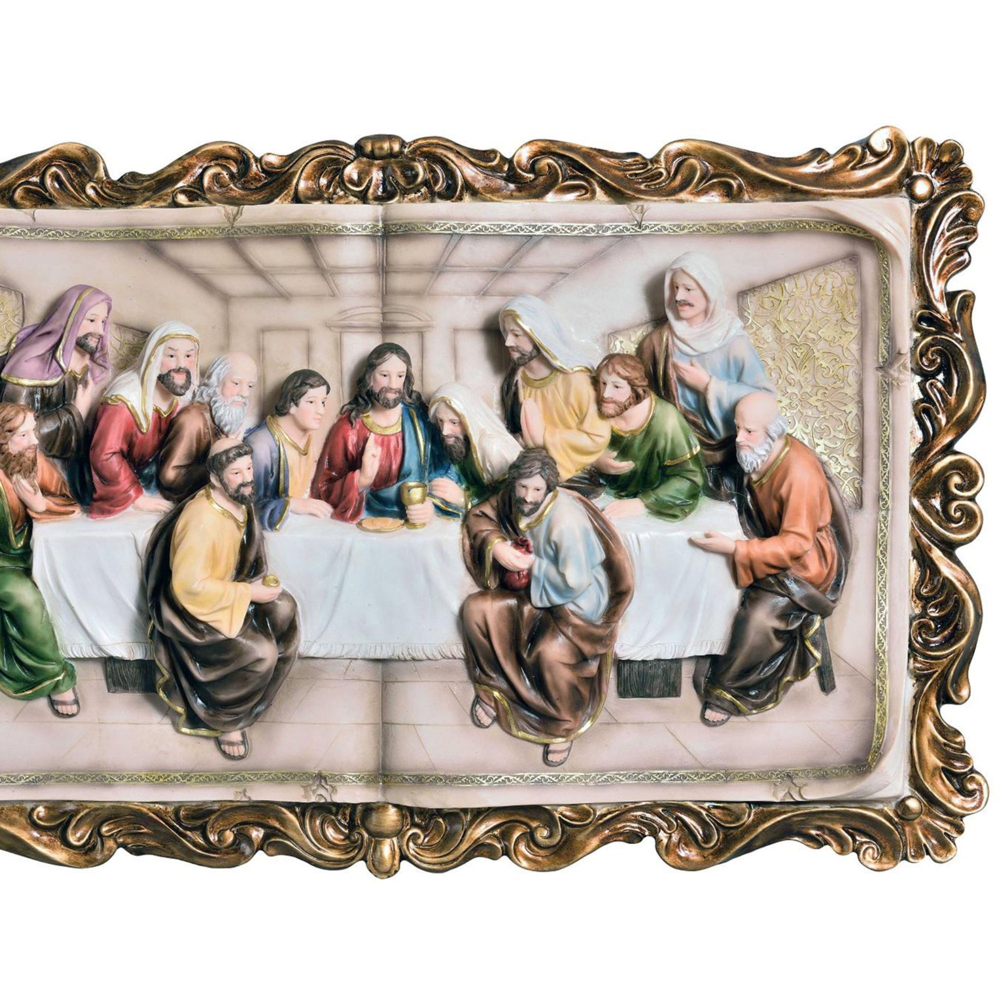 28" Tall Polyresin Decorative Plaque, Last Supper Multicolor Polyresin