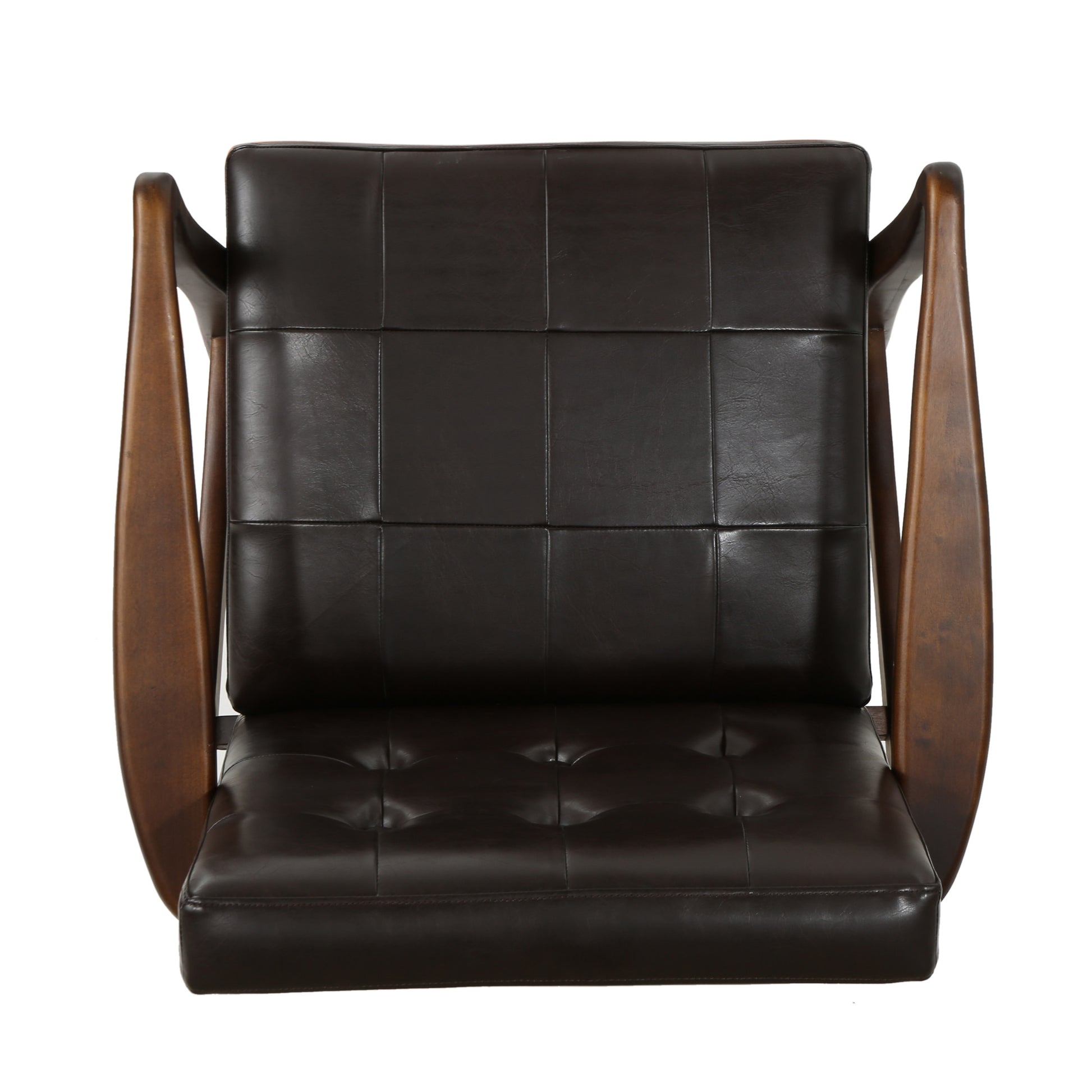 Club Chair, Mid Century Modern Faux Leather Club Chair With Wood Frame Brown Pu