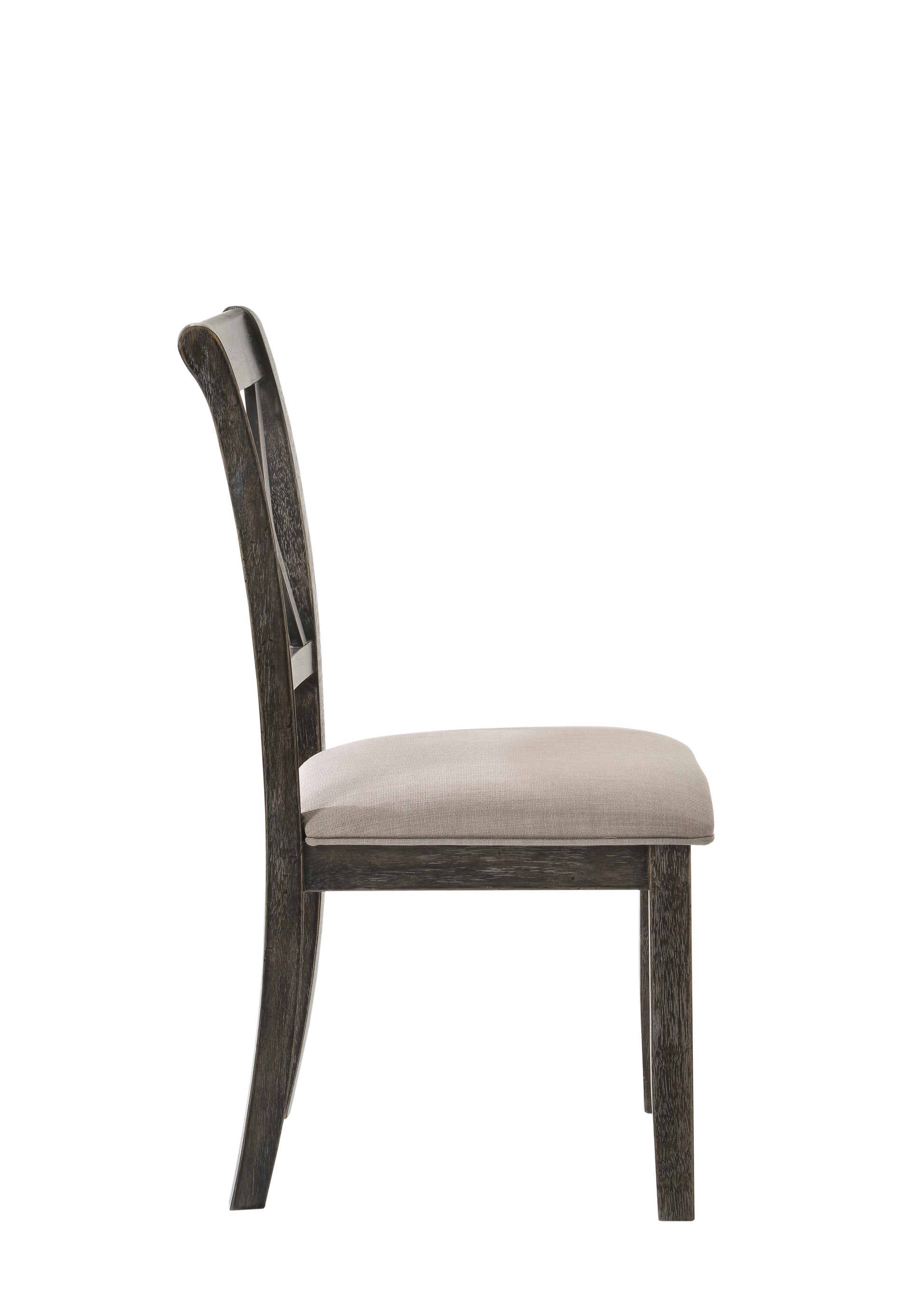 Claudia Ii Beige Fabric & Weathered Gray Finish Side Chair Set Of 2 Beige,Gray Fabric,Synthetic Wood