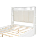 Full Size Wood Platform Bed With Upholstered Headboard And 2 Drawers, White Box Spring Not Required Full White Wood Bed Frame Solid Wood Mdf