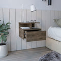 Adele Floating Nightstand With Drawer And Open Storage Shelves Brown 1 Drawer Bedroom Open Storage Modern Shelf Particle Board Engineered Wood
