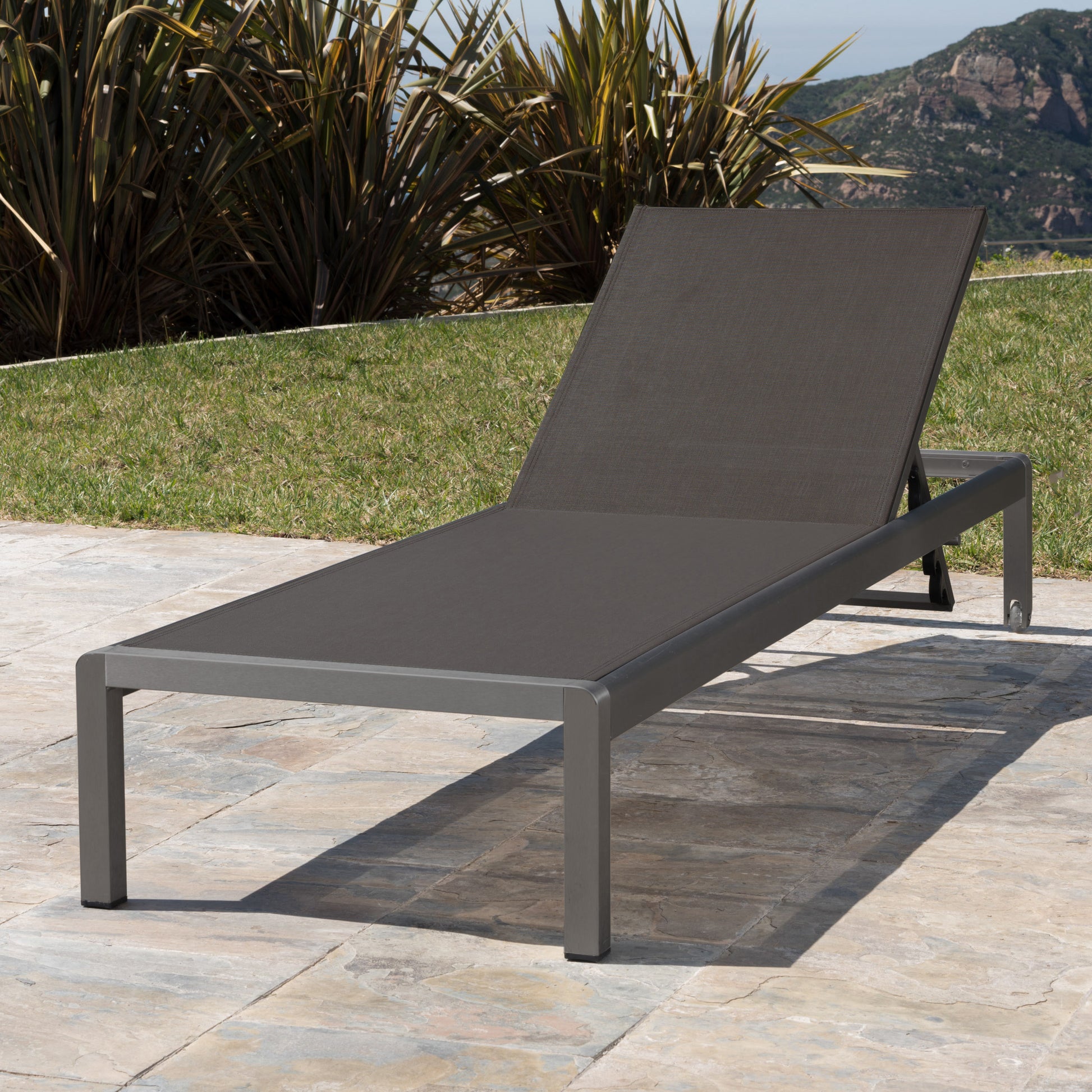 Cape Coral Kd Chaise Lounge Grey Gray Mesh