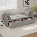 Modern Upholstered Chaise Lounger Daybed Small Single Daybed With 2 Drawers, No Mattress Needed, Perfect For Living Rooms & Home Office, Linen Fabric, Gray Gray Linen
