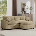 Corduroy Two Seater Sofa With 1 Footrest, L Shaped 2 Seater Sofa With Ottoman For Small Living Spaces, Tan Corduroy Sofa Tan Corduroy 2 Seat