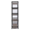 Rustic Oak And Black Bookshelf With 5 Shelves 5 Rustic Vertical Open Back Metal Contemporary Wood Metal