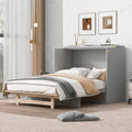 Queen Murphy Bed With Large Drawers,Gray Queen Gray Plywood