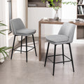 Counter Height Swivel Bar Stools Set Of 2, 360 Swivel Upholstered Barstools With Back And Metal Legs, 25.6