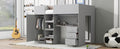 Wood Full Size Loft Bed With Built In Wardrobe, Desk, Storage Shelves And Drawers, Grey Expected Arrival Time: 9.8 Box Spring Not Required Full Grey Wood Bedroom Bed Frame Solid Wood Mdf