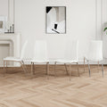 Modern Dining Chairs With Faux Leather Padded Seat Dining Living Room Chairs Upholstered Chair With Chrome Metal Legs Design For Kitchen, Living, Bedroom, Dining Room Side Chairs Set Of 4 White Metal