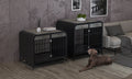 Heavy Duty Dog Crate Furniture Wooden Table Pet Dog Cage Kennel House Indoor Side End Table Decor With Removable Trays And Lockable Wheels For Medium And Large Dogs 42