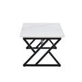 A Modern Minimalist Style White Marble Patterned Coffee Table With Black Metal Legs. Computer Desk. Game Table. Tea Table. Ct Xx White Black Sintered Stone