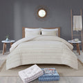 3 Piece Cotton Seersucker Duvet Cover Set King Ivory Cotton