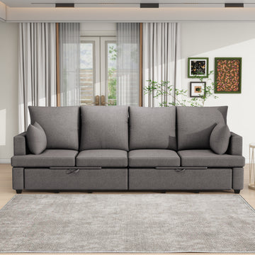 Modern Modular Sofa, 4 Seat Chenile Sectional Couch Set With 2 Pilows Lncluded, Freely Combinableindoor Funiture For Living Room,Apartment, Office, 3 Colors Dark Grey Chenille Metal Primary Living Space Medium Soft Loose Back Modern Poplar Foam Plywood 4