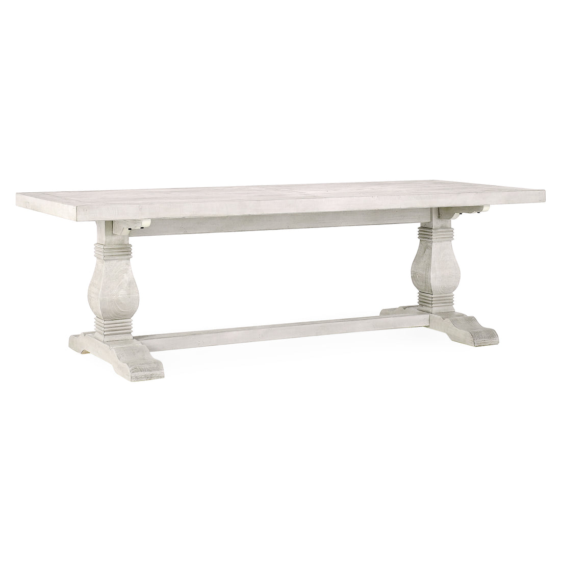 Caleb 94" Dining Table Distressed Ivory Antique White Pine