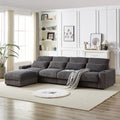 128 Inch Corduroy With Cup Holder Super Large L Shaped Sofa, Movable Footrest, Four Waist Pillows And Four Back Cushion, With Usb Port And T Pyce Port Grey Corduroy 4 Seat