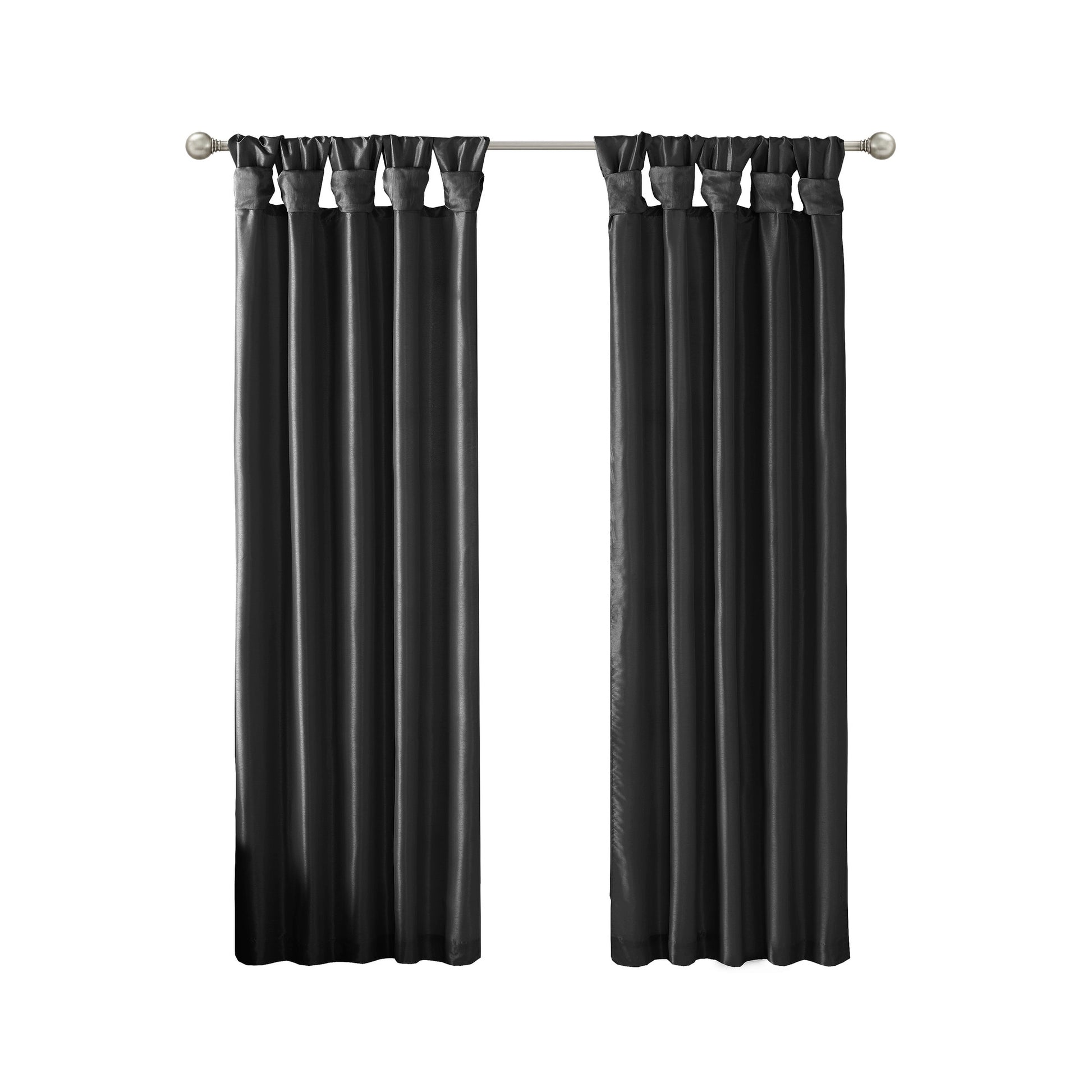 Twist Tab Total Blackout Window Curtain Panel Black 50X84" Blackout Black Polyester