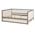 Full Size Upholstered Daybed With Trundle And Decoration, Wood Color Box Spring Not Required Full Wood Wood Daybeds Linen Upholstered