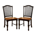 Set Of 2 Side Chairs In Black And Antique Oak Finish Black Dining Room Rectangular Transitional Dining Chairs Slat Back Set Of 2 Solid Wood Mdf