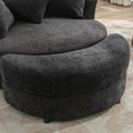 Orisfur. 360 Swivel Accent Barrel Chair With Storage Ottoman & 4 Pillows, Modern Chenille Leisure Chair Round Accent For Living Room, Gray Gray Foam Chenille